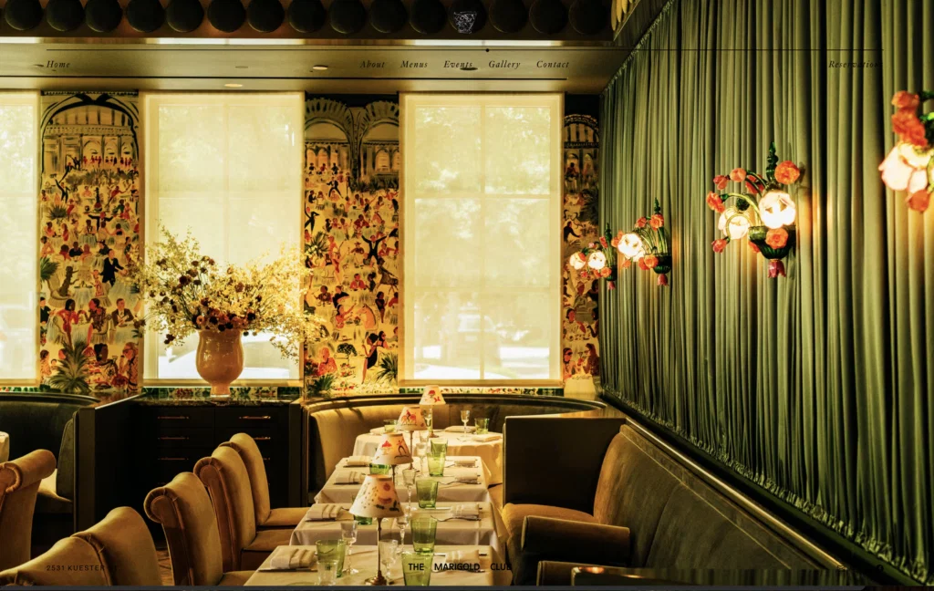 Luxe interiors add to the dining experience at The Marigold Club
